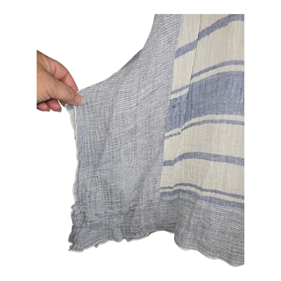 Stella Moda Linen Long Line Striped Tunic Tank Large Coastal Summer Breathable - Picture 2 of 6